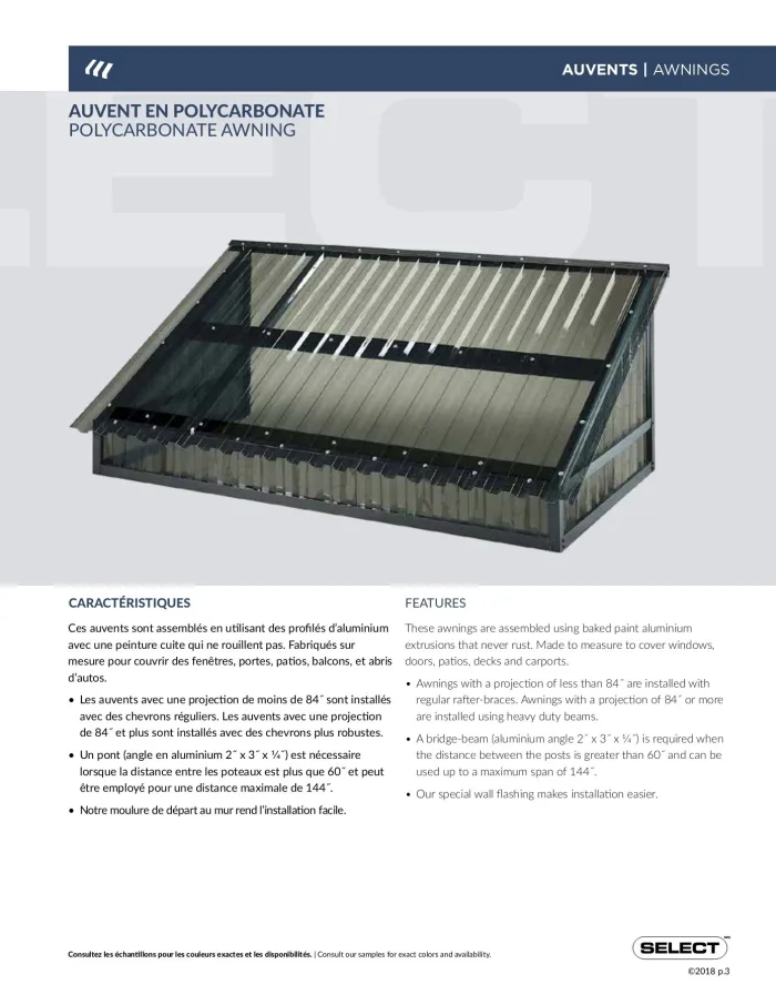 Auvent Polycarbonate